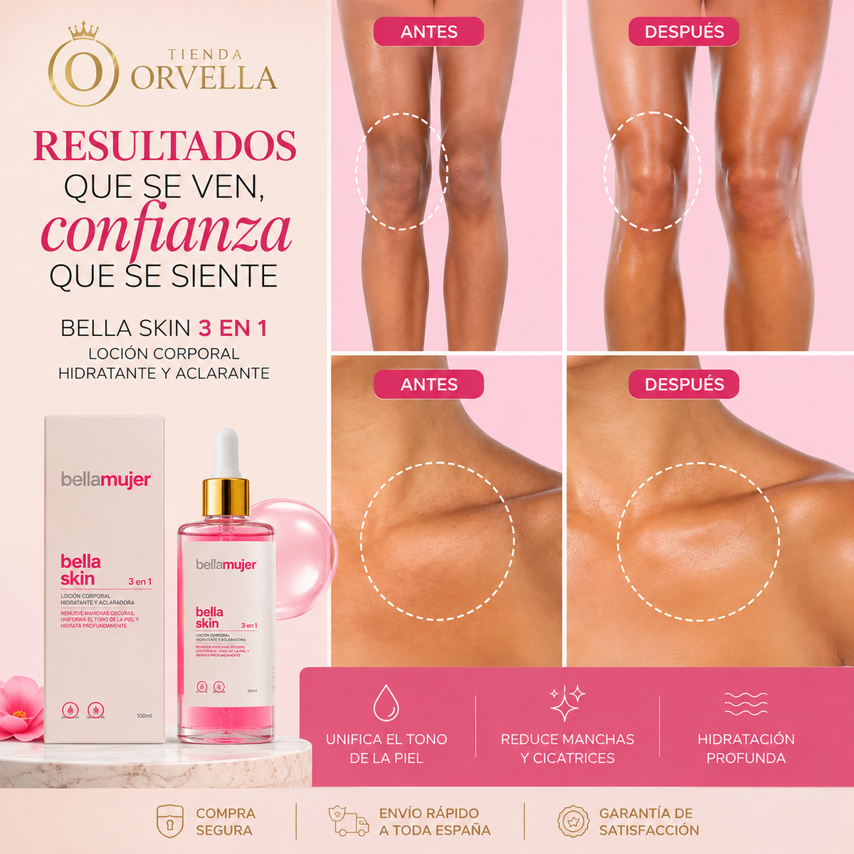 Bella Skin 3 en 1 – Loción Corporal Hidratante y Aclarante