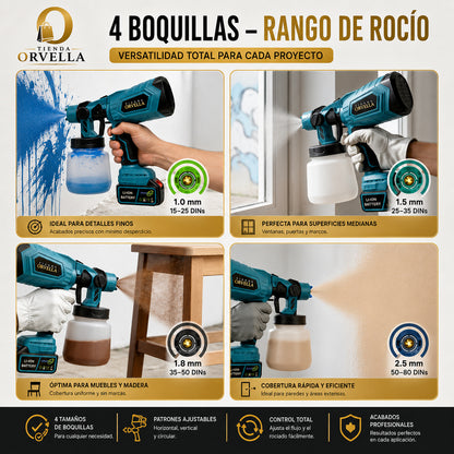 Pistola para pintar eléctrica inalámbrica con doble batería