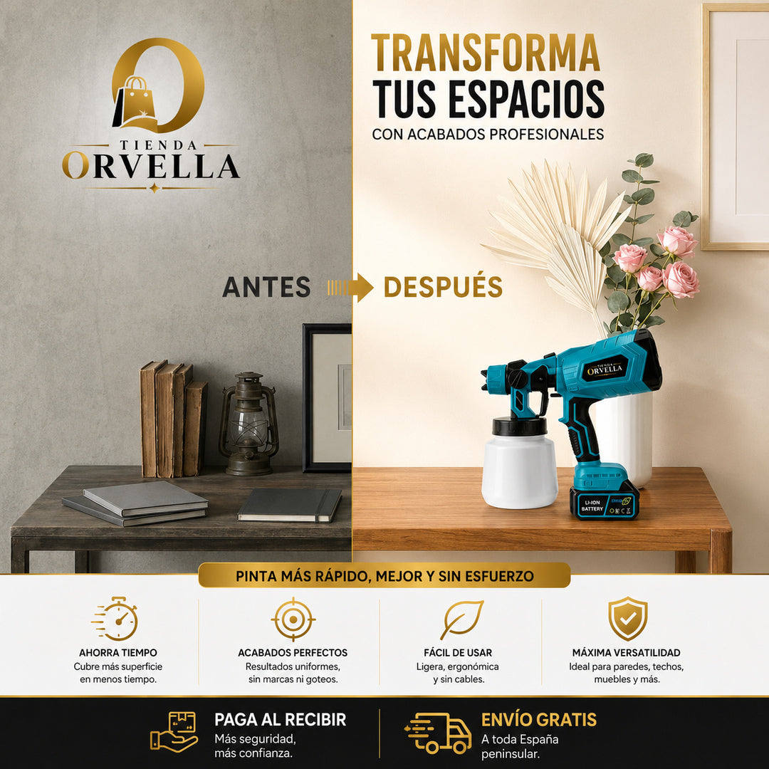 Pistola para pintar eléctrica inalámbrica con doble batería
