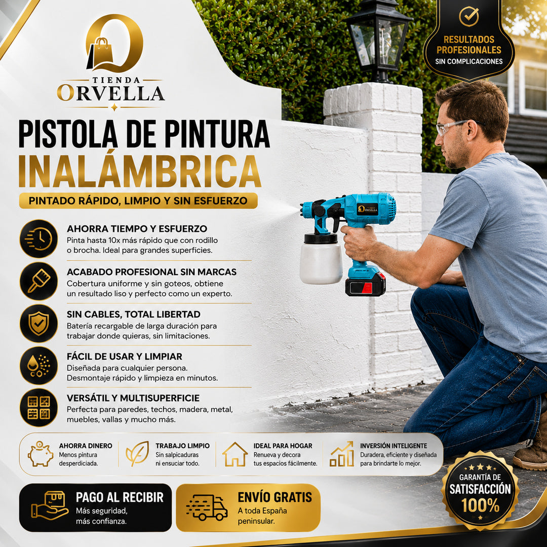 Pistola para pintar eléctrica inalámbrica con doble batería